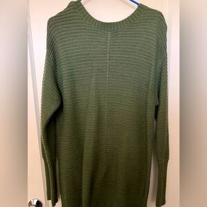 Green Ribbed Knit Sweater / L